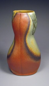 Burnt Orange and Sage Green Figurative Vase
