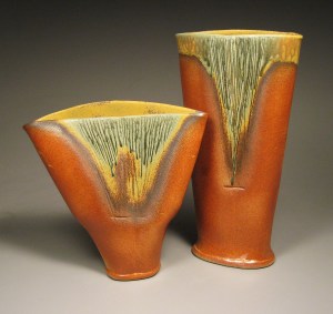 Burnt Orange and Sage Green Vases